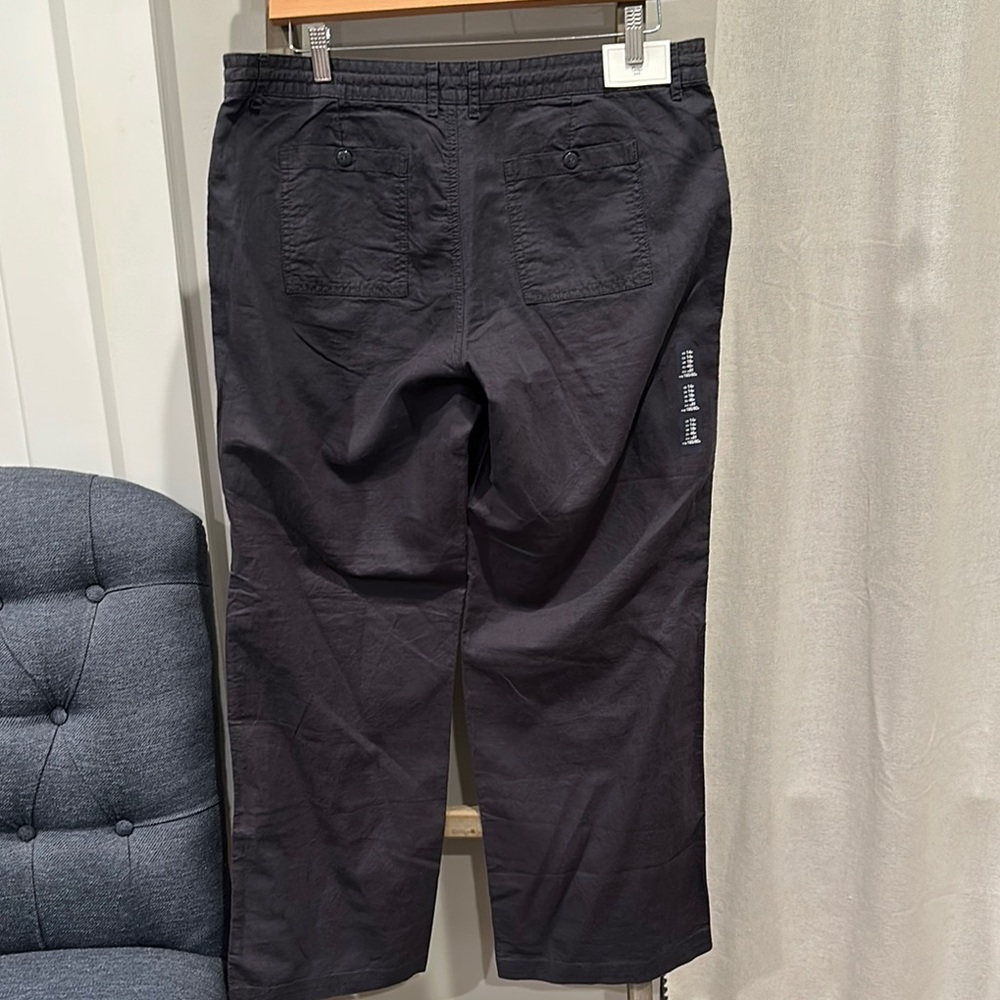 GAP Factory Charcoal Grey Wide Leg Linen Pants - Picture 2 of 5